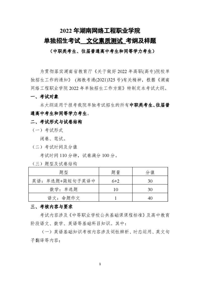 2022年湖南网络工程职业学院单招文化素质测试考纲及样题01.png