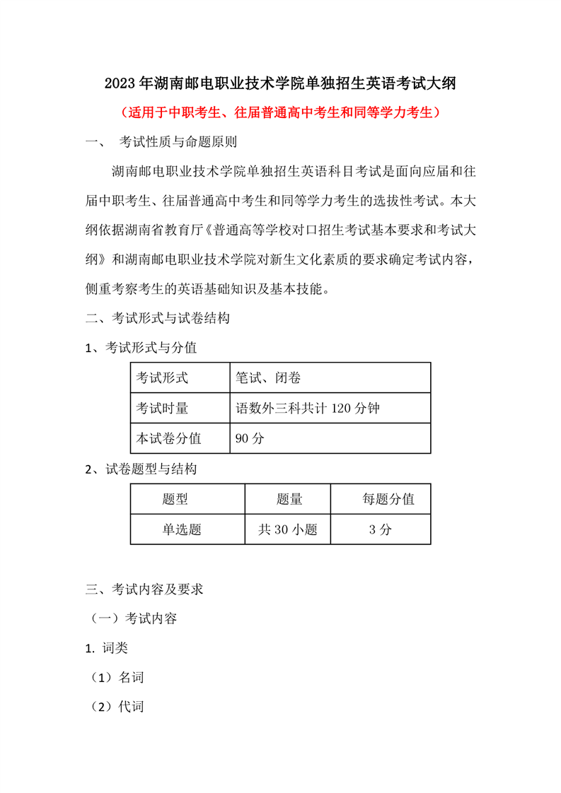 2023年湖南邮电职业技术学院单招文化素质测试语数英考试大纲及样题11.png